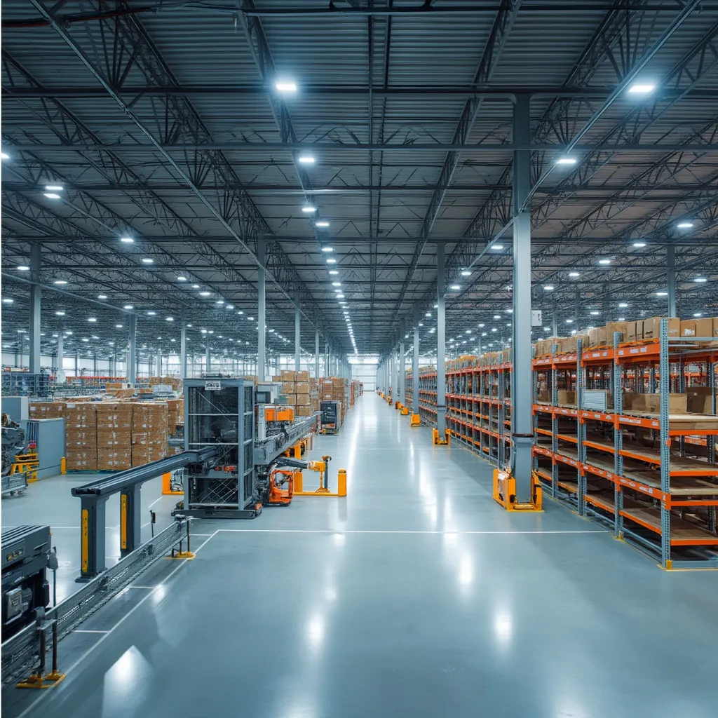 Vue d'un centre de distribution moderne et hautement automatisé en France